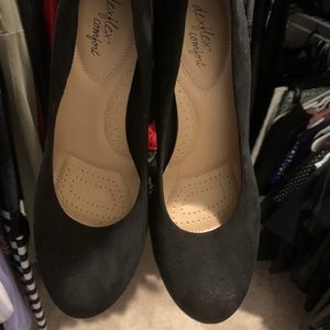 Black suede wedges